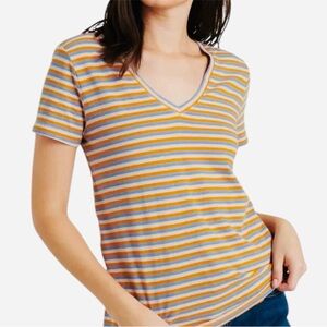 Lucky Brand Multicolor Striped V-Neck Tee